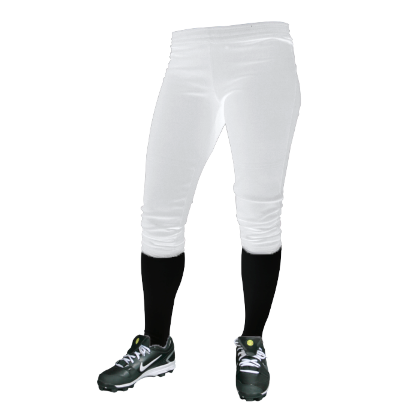 Women's Nylon Rib Knit Waist Pants - White