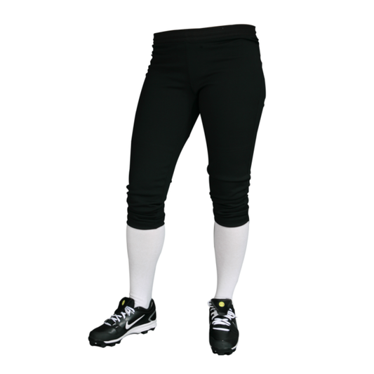 Women's Nylon Rib Knit Waist Pants - Black