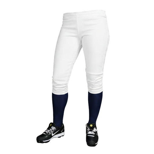 Women's Nylon Rib Knit Waist Pants - White